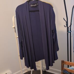 Susan Graver Deep Purple Open Front Cardigan